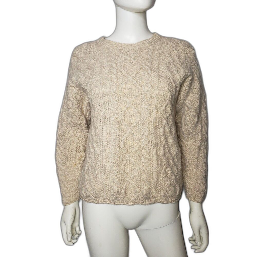 J. CREW Tan Wool Crew Neck Fishmans Sweater Womens Size XS
